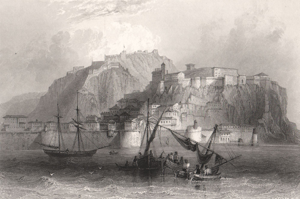 Napoli di Romania (Nafplio), the ancient Naupli, Greece 1840 old antique print